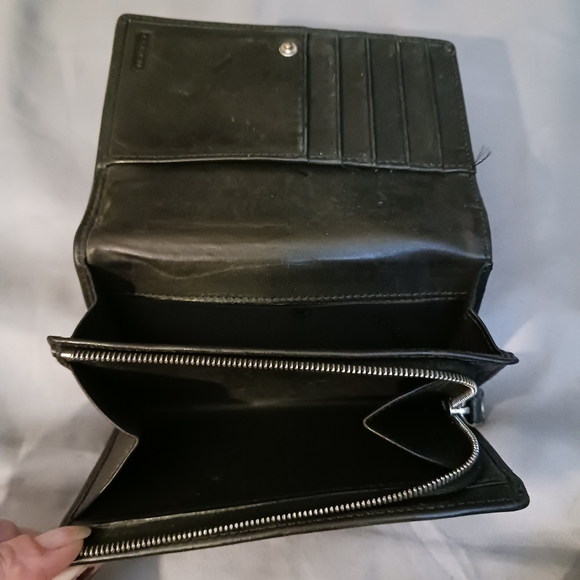 VINTAGE 80's COACH BLACK LEATHER WALLET - Picture 11 of 14